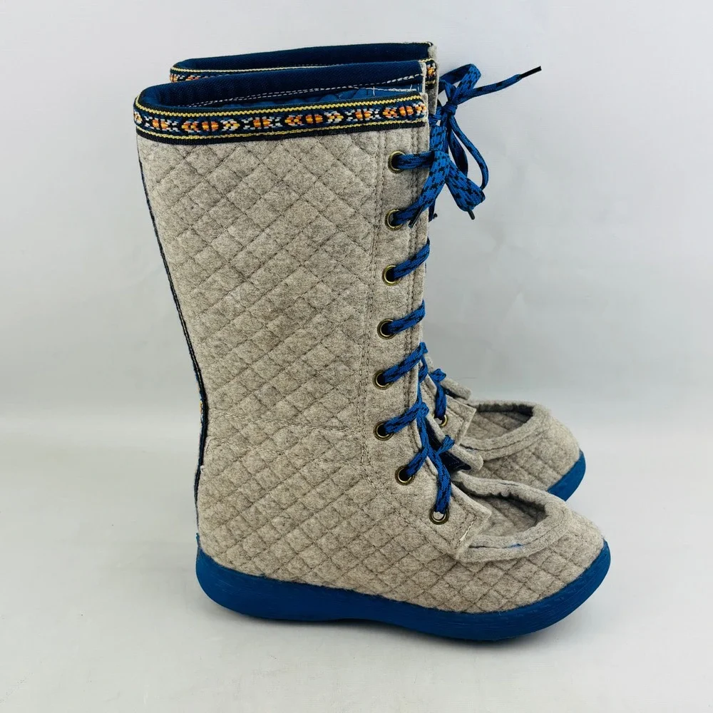 Nesna Polar Lobben Winter Boots‎ Womens 39 US 8 Grey Wool Felt Lace Up Norwegian